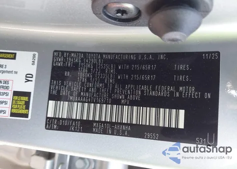 2026 Toyota Corolla Cross L from USA, damaged, VIN 7MUAAAAG4TV169710